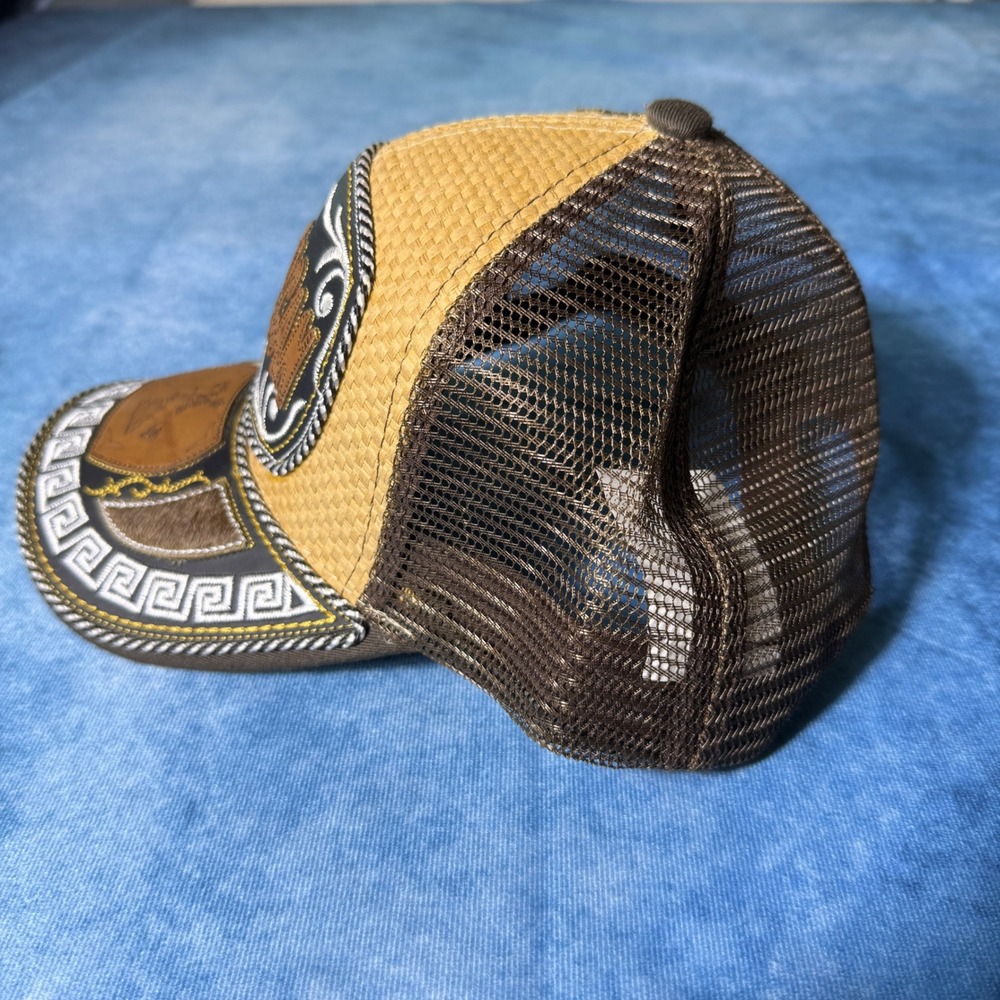 Y2K Streetwear Mexican Cowboy Vaquero Trucker Hat Horse Hair Mesh Cap - Picture 2 of 7